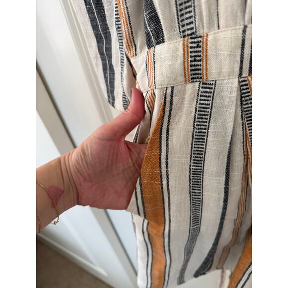DRA Anthropologie Striped Cotton Tie Waist Romper XS - Picture 4 of 6